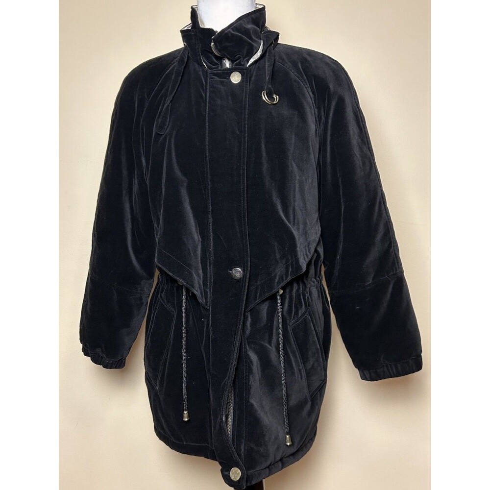 Braetan Coat Women’s Size M Heavyweight Black Drawstring Waist Zip/Button Front